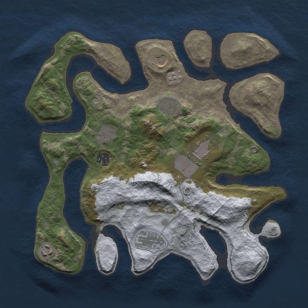 Rust Map: Barren, Size: 3500, Seed: 170227, 11 Monuments