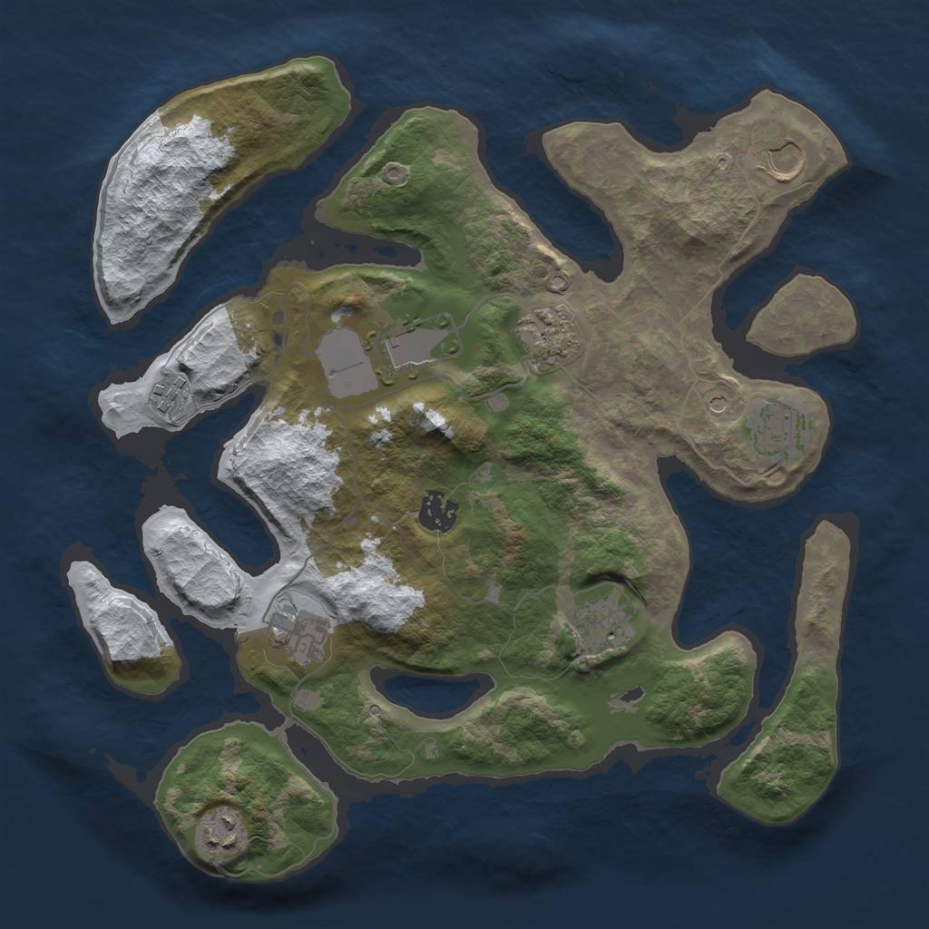 Rust Map: Barren, Size: 3500, Seed: 484020, 12 Monuments