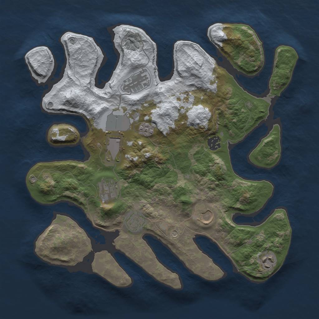 Rust Map: Barren, Size: 3500, Seed: 2790248, 11 Monuments
