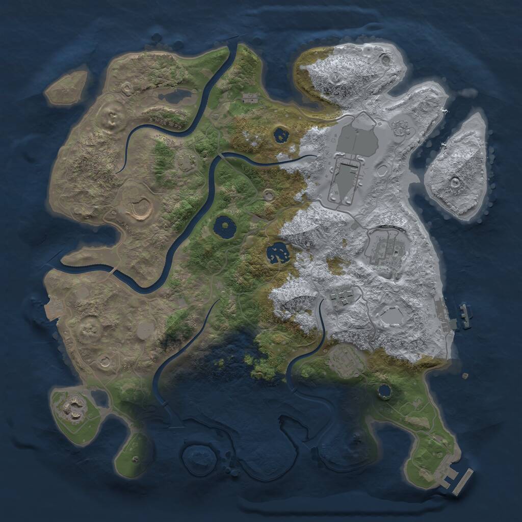 Rust Map: Procedural Map, Size: 3500, Seed: 2001185, 13 Monuments