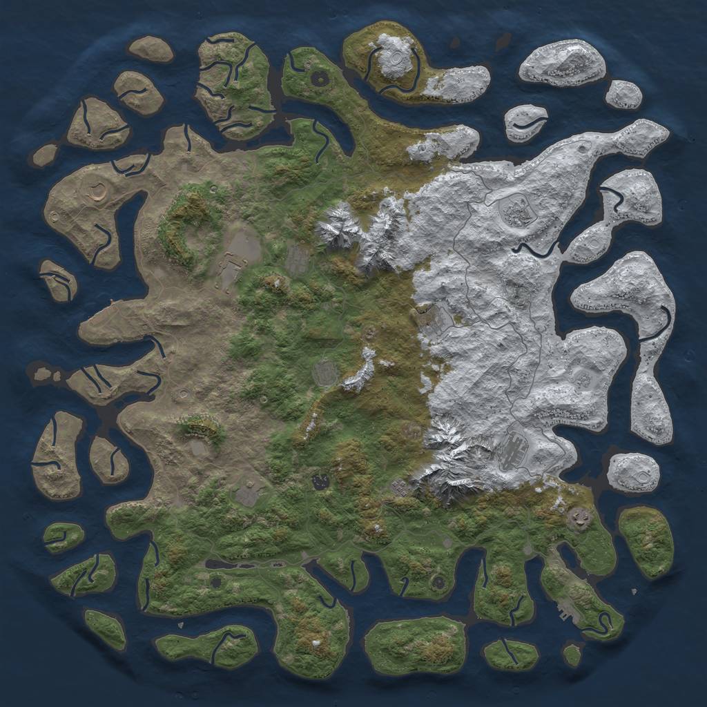 Rust Map: Procedural Map, Size: 6000, Seed: 1721325585, 20 Monuments