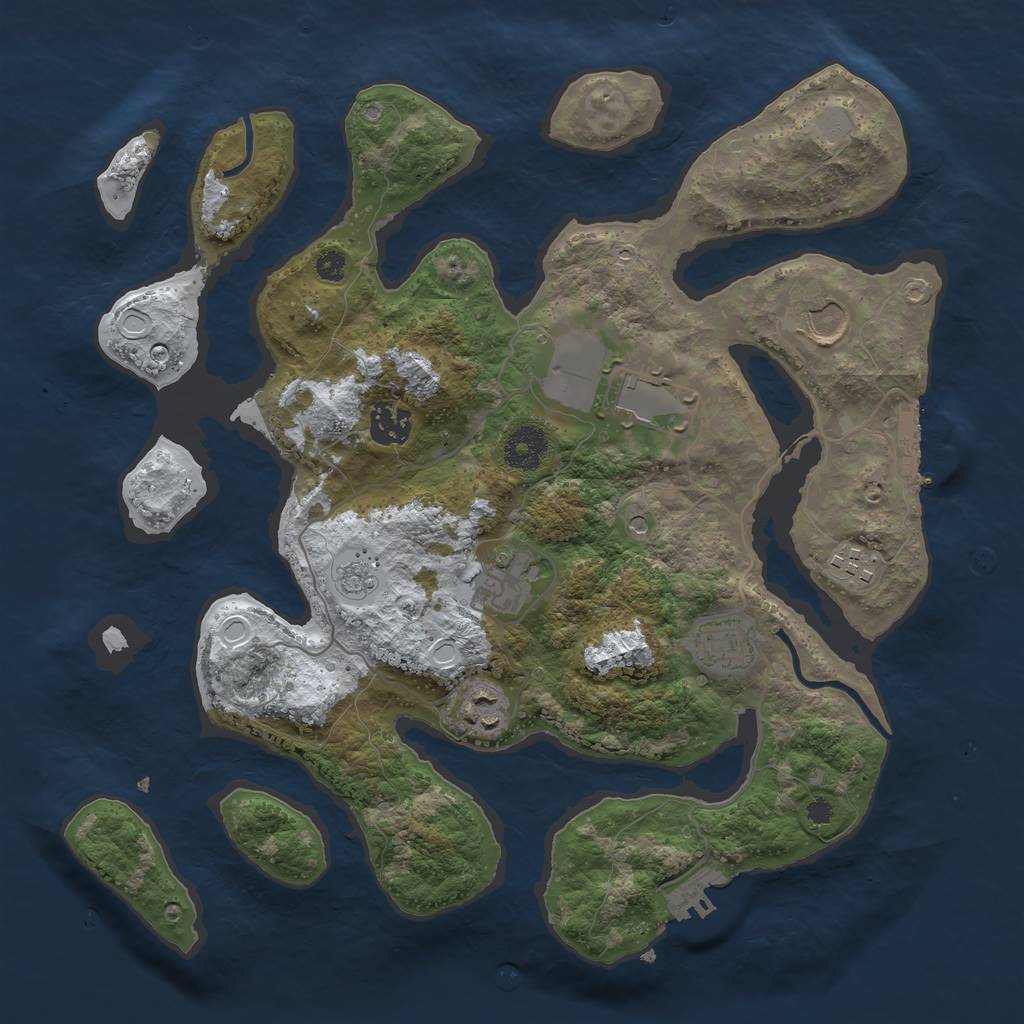 Rust Map: Procedural Map, Size: 3500, Seed: 5908154, 16 Monuments