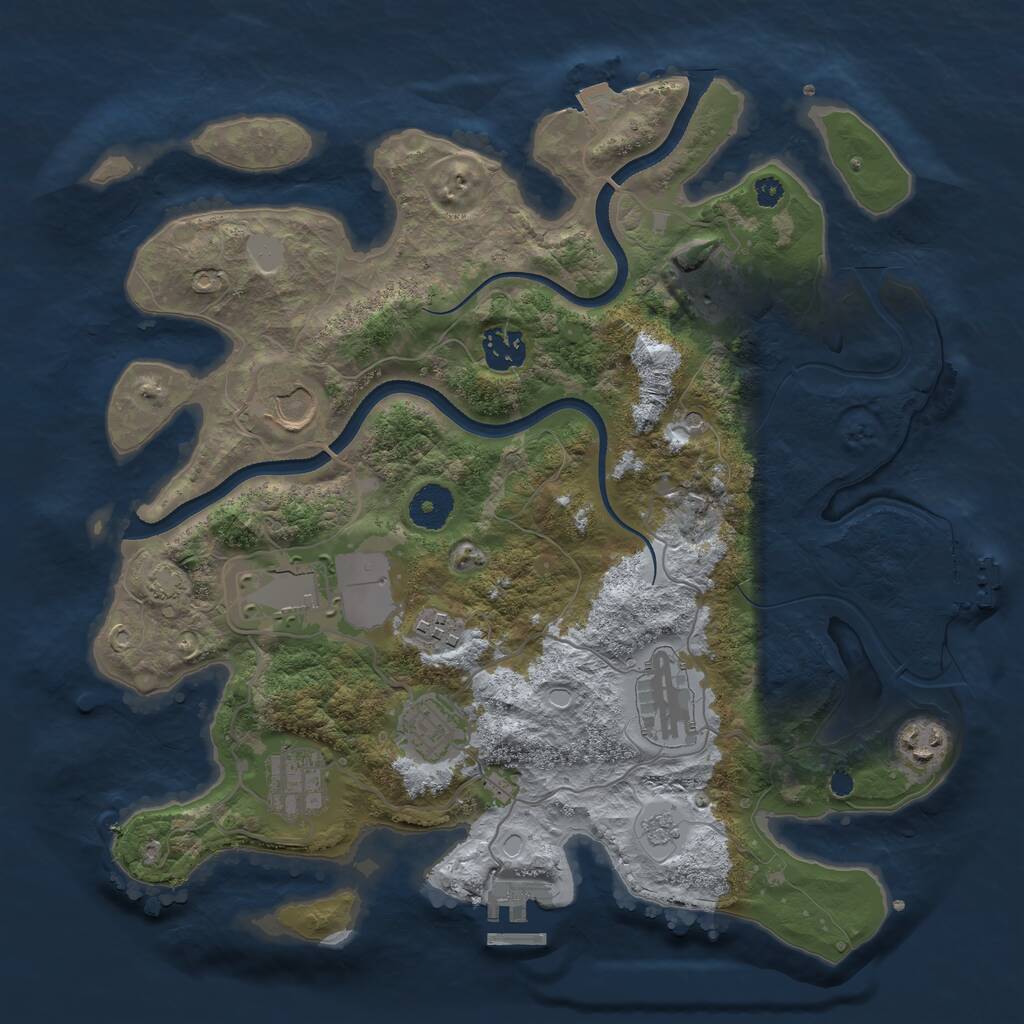 Rust Map: Procedural Map, Size: 3500, Seed: 3629806, 15 Monuments