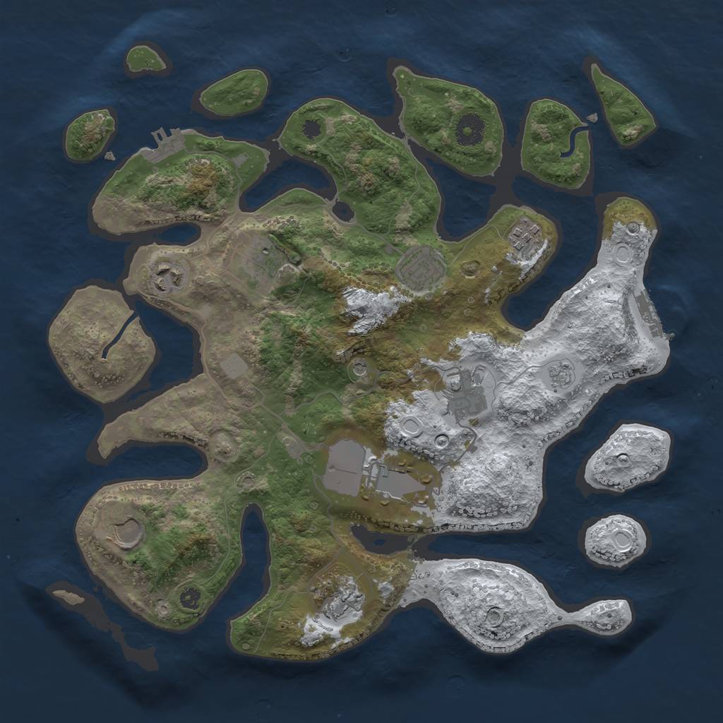 Rust Map: Procedural Map, Size: 3500, Seed: 4394209, 17 Monuments