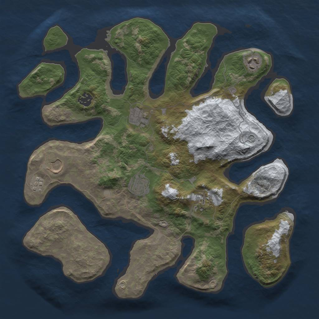 Rust Map: Barren, Size: 3500, Seed: 1069083, 10 Monuments