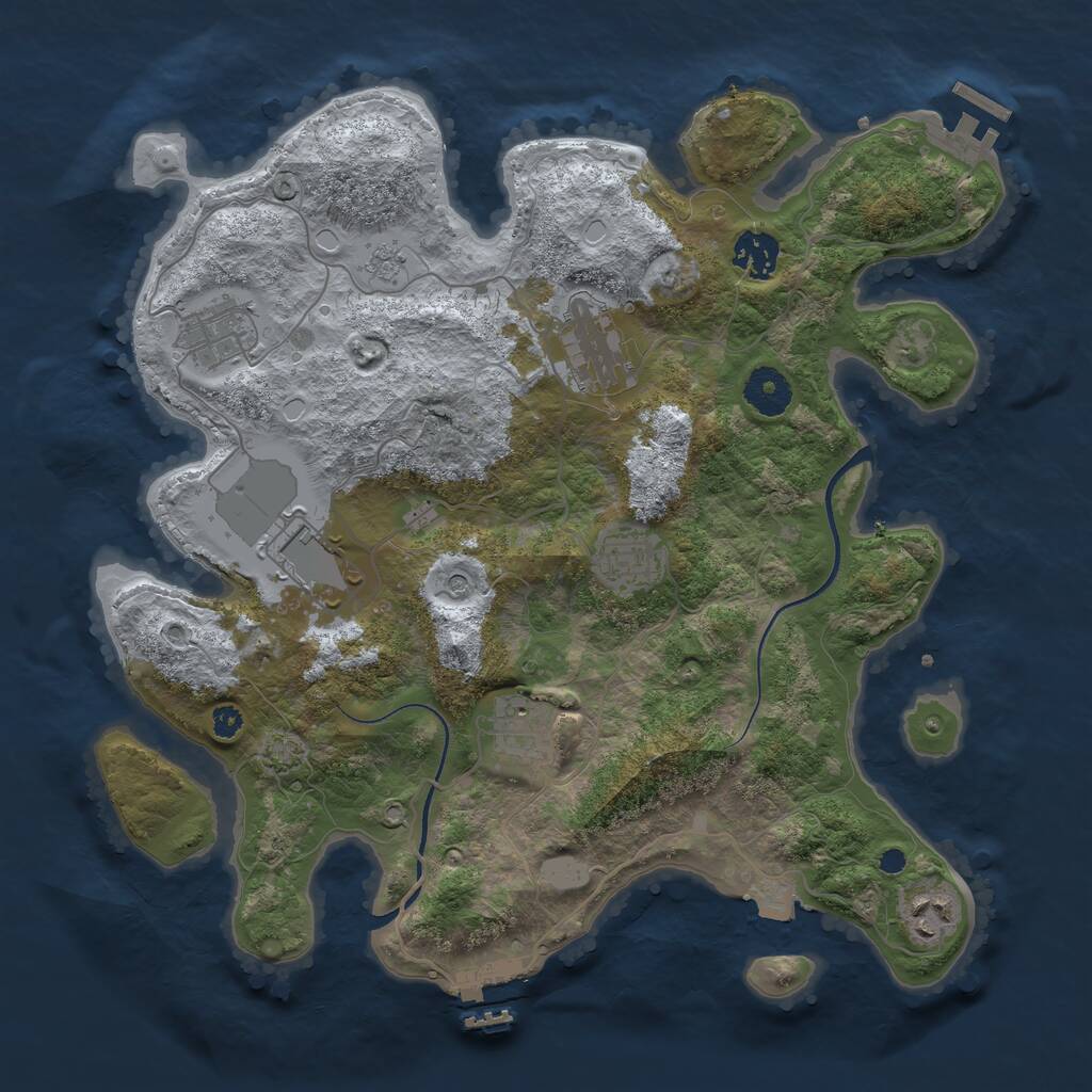 Rust Map: Procedural Map, Size: 3500, Seed: 3975335, 13 Monuments