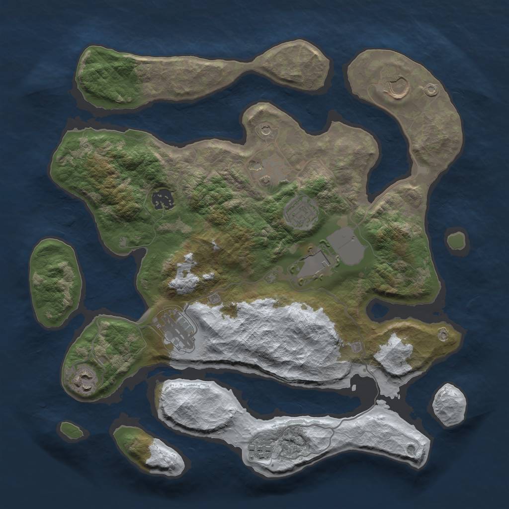 Rust Map: Barren, Size: 3500, Seed: 1271752, 11 Monuments