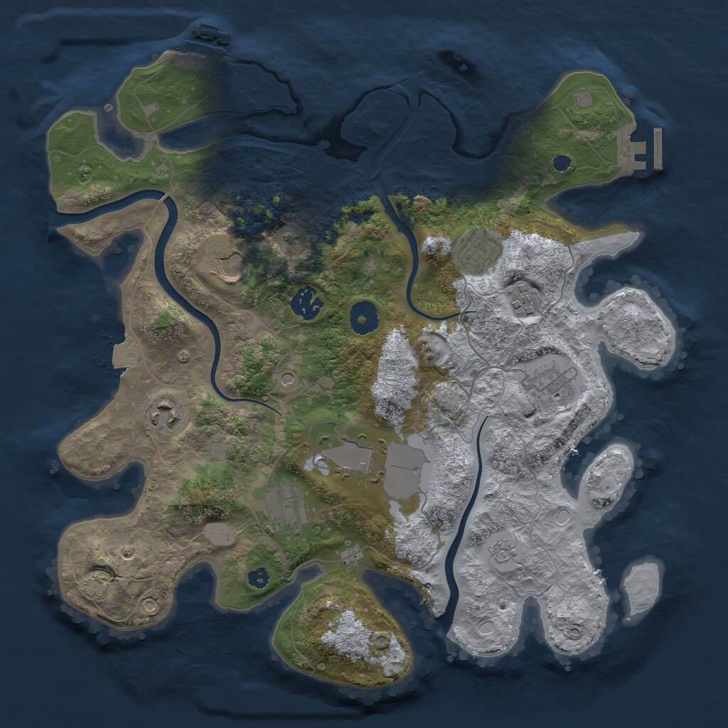 Rust Map: Procedural Map, Size: 3500, Seed: 3072551, 14 Monuments