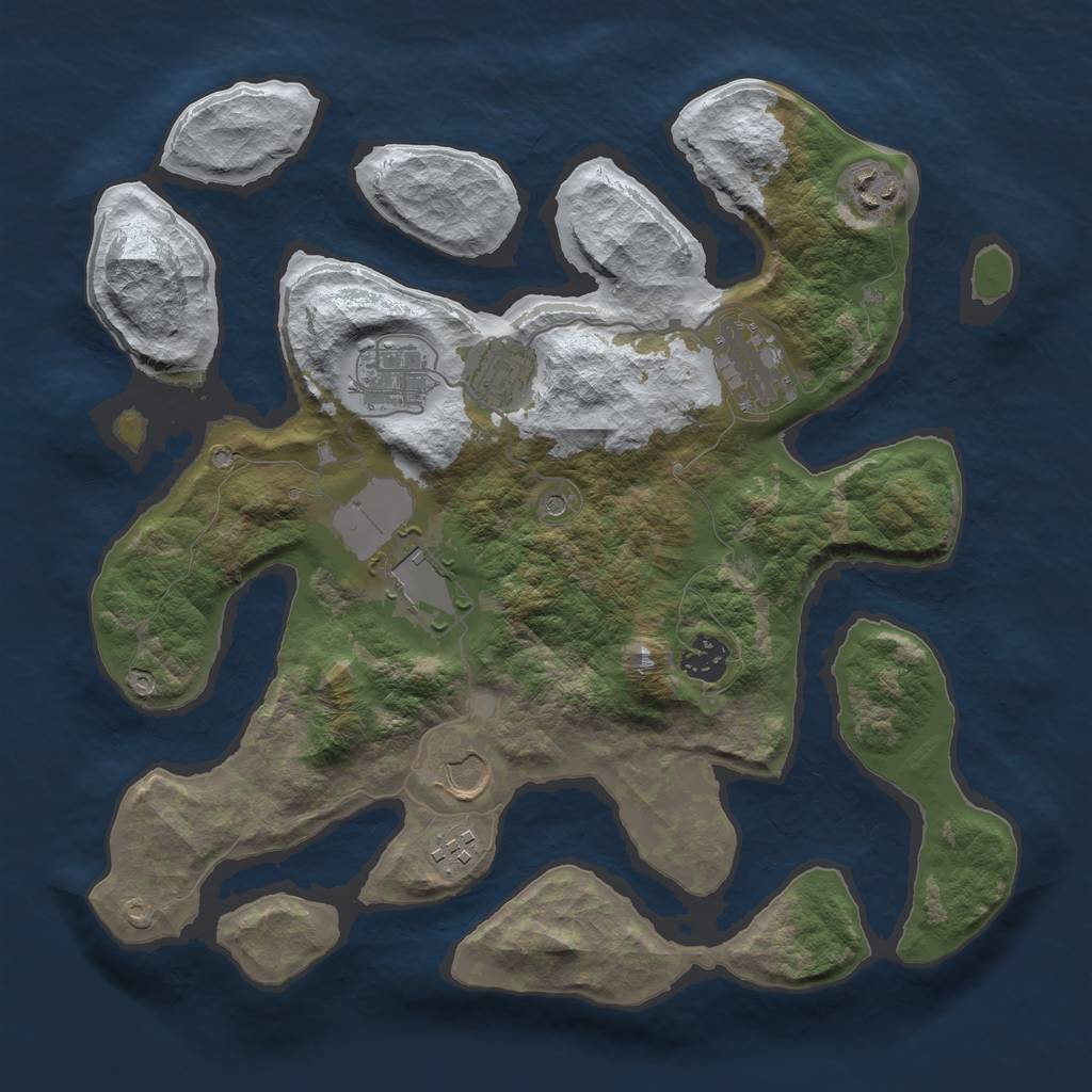 Rust Map: Barren, Size: 3500, Seed: 1213105, 11 Monuments
