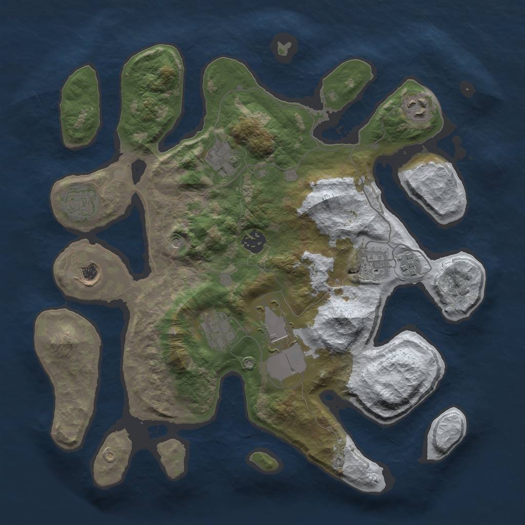 Rust Map: Barren, Size: 3500, Seed: 260717, 12 Monuments