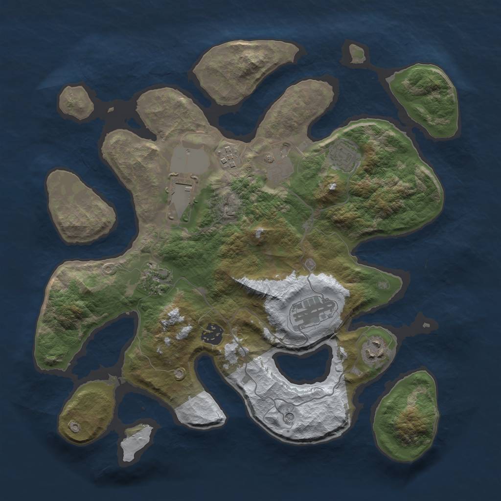Rust Map: Barren, Size: 3500, Seed: 2675437, 11 Monuments