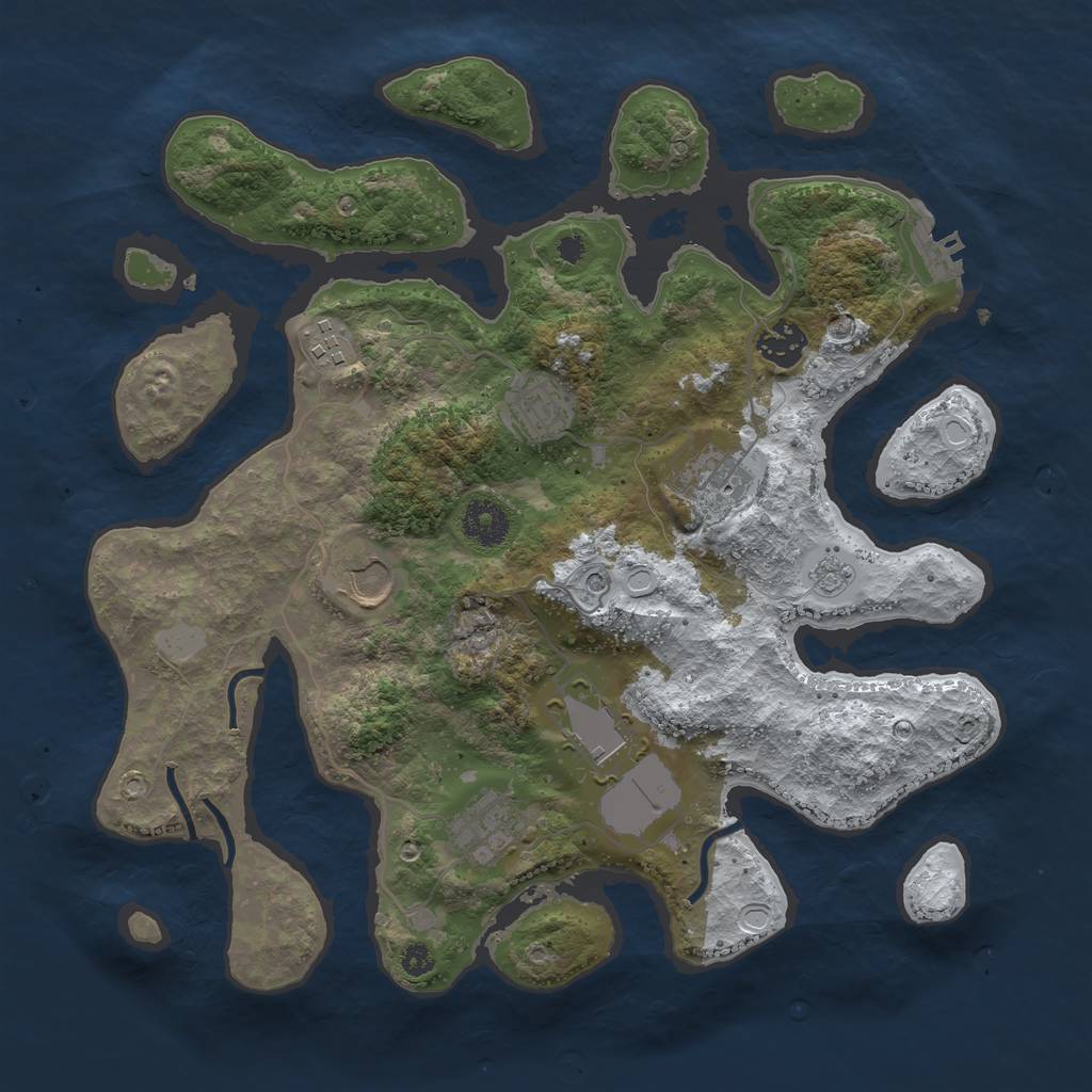 Rust Map: Procedural Map, Size: 3500, Seed: 1409032, 15 Monuments
