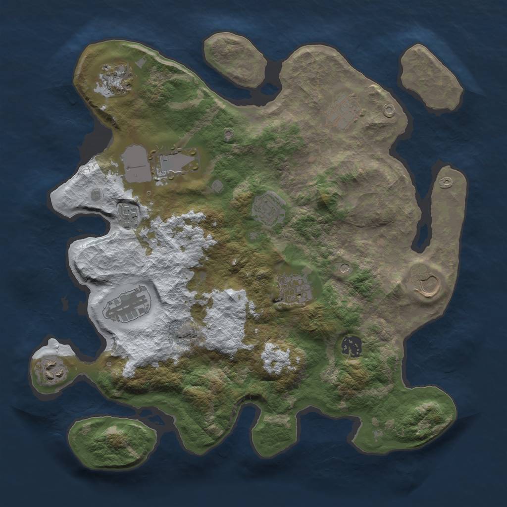 Rust Map: Barren, Size: 3500, Seed: 6303496, 13 Monuments