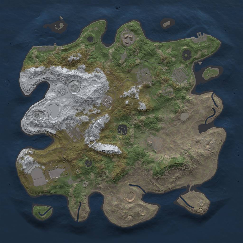 Rust Map: Procedural Map, Size: 3500, Seed: 5100753, 18 Monuments