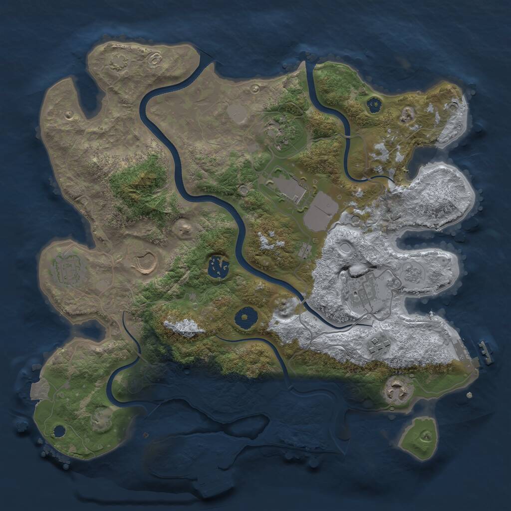 Rust Map: Procedural Map, Size: 3500, Seed: 3544956, 14 Monuments