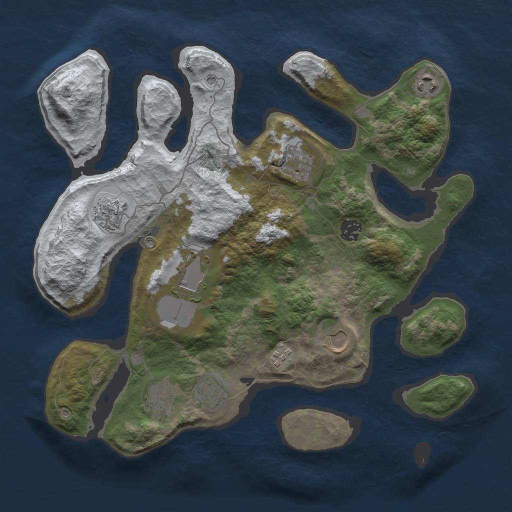 Rust Map: Barren, Size: 3500, Seed: 5480130, 12 Monuments