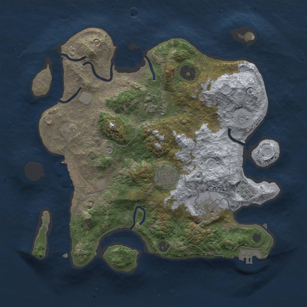 Rust Map: Procedural Map, Size: 3000, Seed: 61734, 13 Monuments
