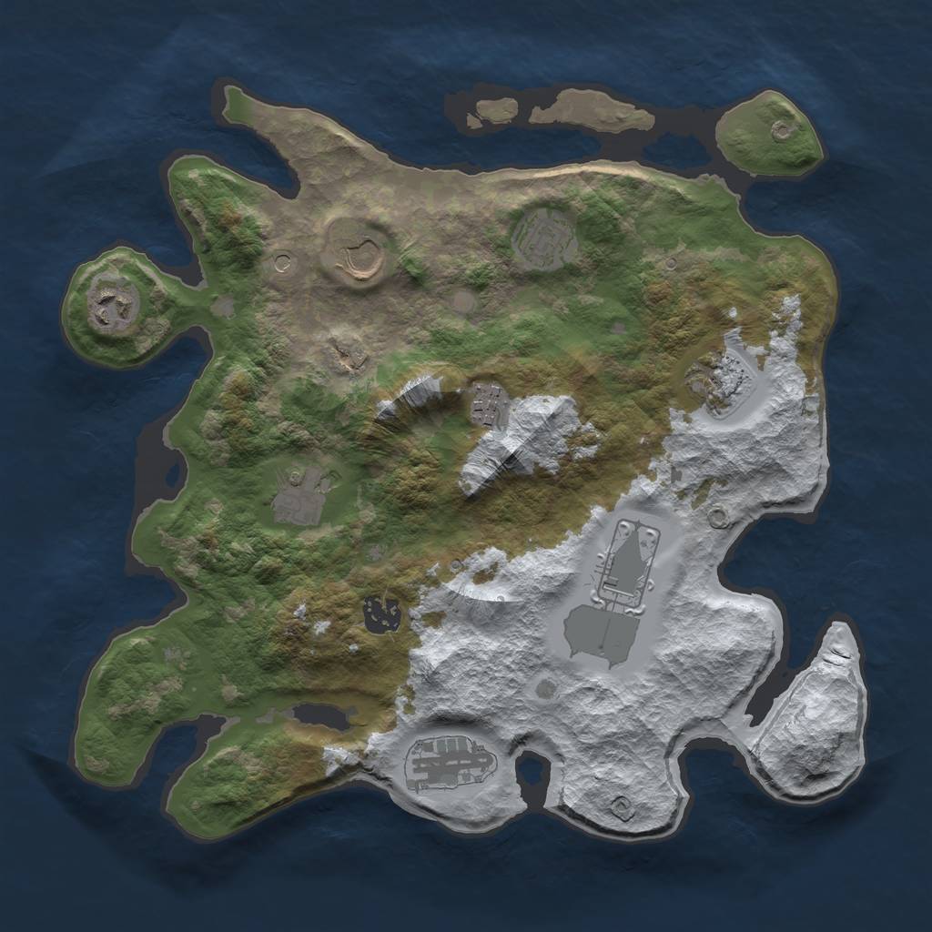 Rust Map: Barren, Size: 3500, Seed: 5226301, 12 Monuments