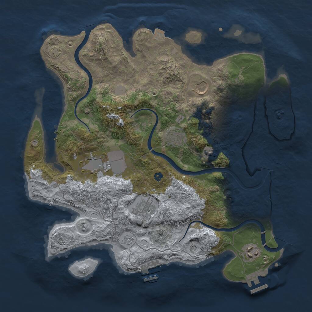Rust Map: Procedural Map, Size: 3500, Seed: 753196, 12 Monuments