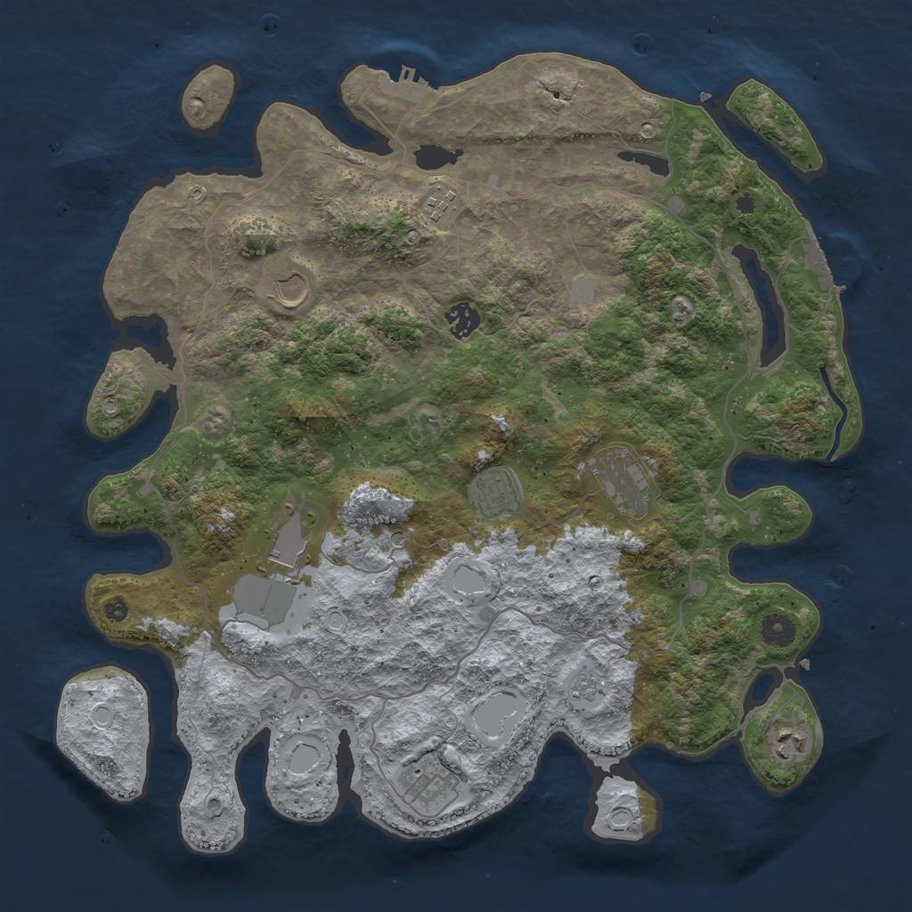Rust Map: Procedural Map, Size: 4000, Seed: 105050, 17 Monuments