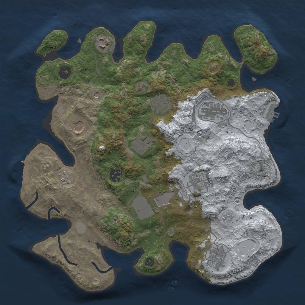 Rust Map: Procedural Map, Size: 3500, Seed: 1154003, 19 Monuments