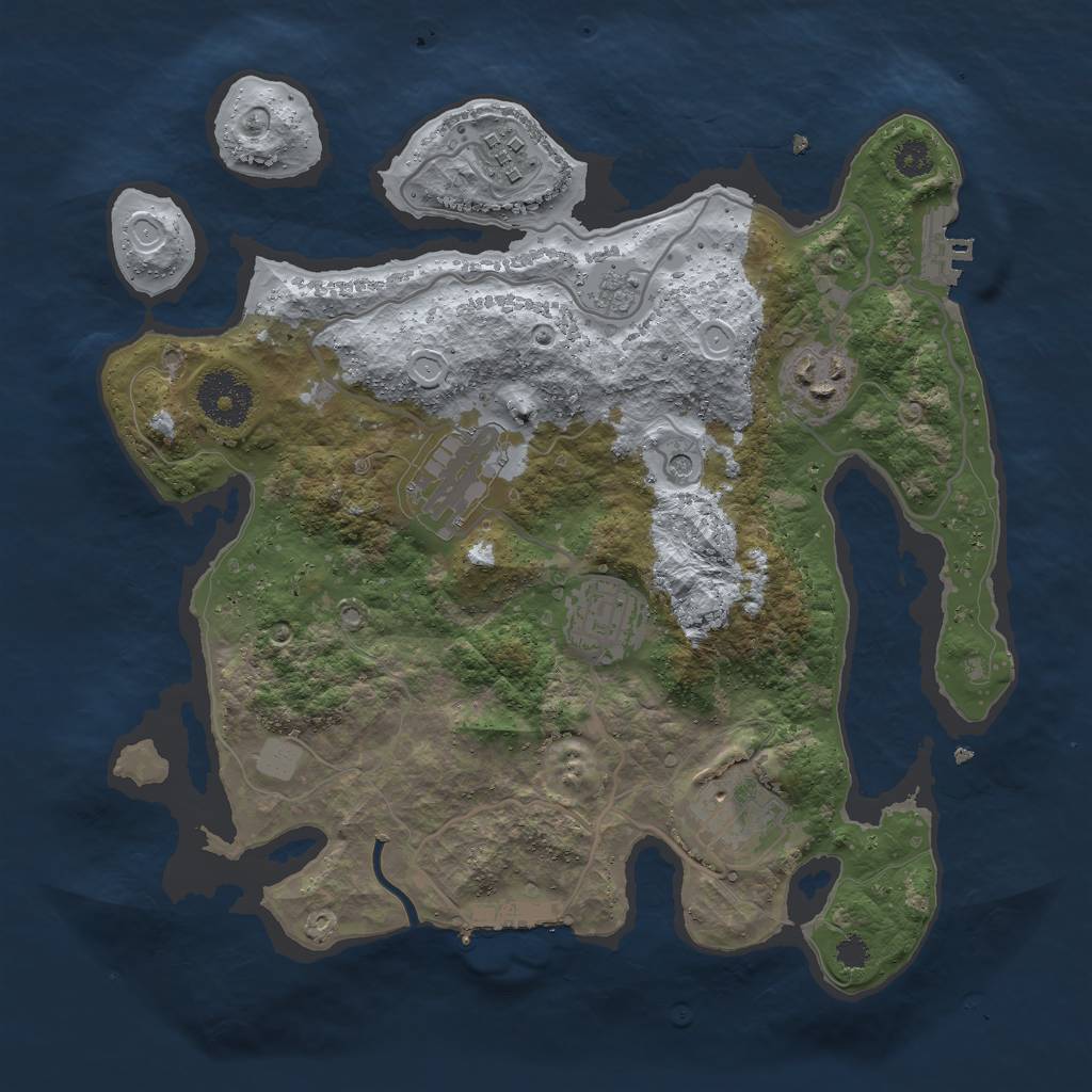 Rust Map: Procedural Map, Size: 3000, Seed: 1783613636, 14 Monuments