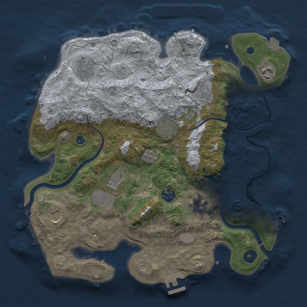 Rust Map: Procedural Map, Size: 3500, Seed: 1246124, 15 Monuments