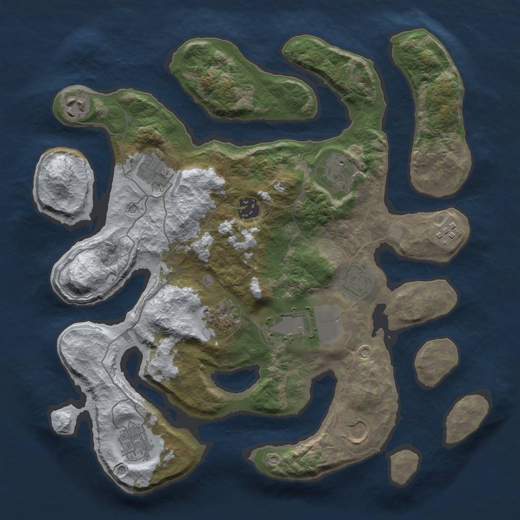Rust Map: Barren, Size: 3500, Seed: 2257709, 13 Monuments