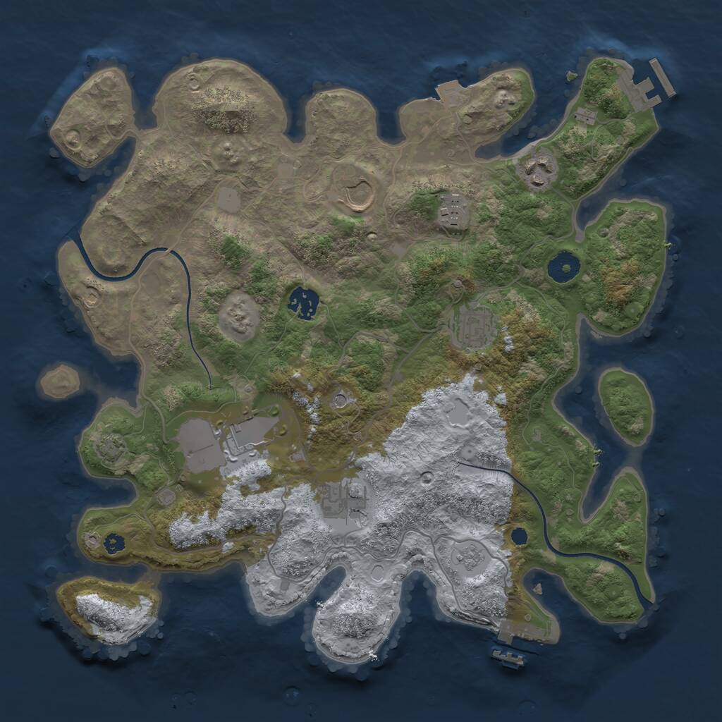 Rust Map: Procedural Map, Size: 3500, Seed: 48617, 13 Monuments