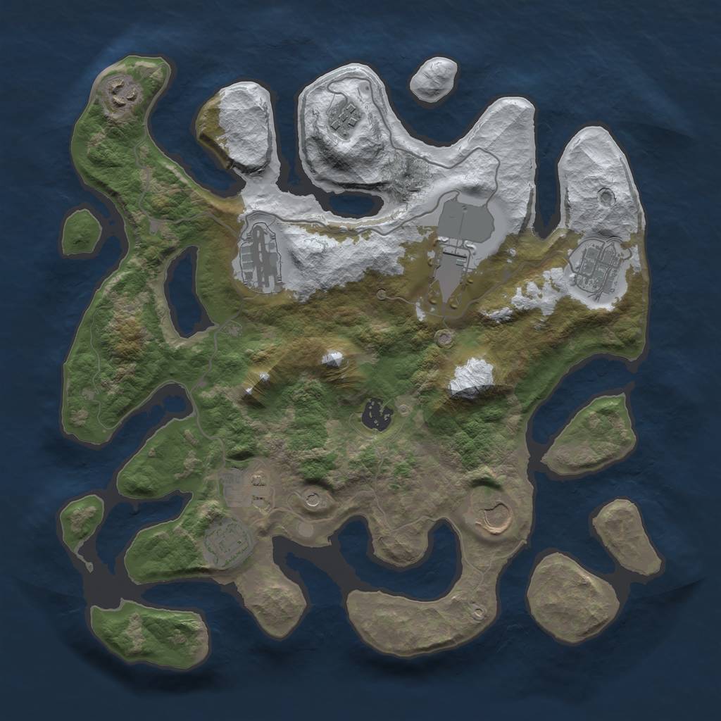 Rust Map: Barren, Size: 3500, Seed: 4563019, 12 Monuments