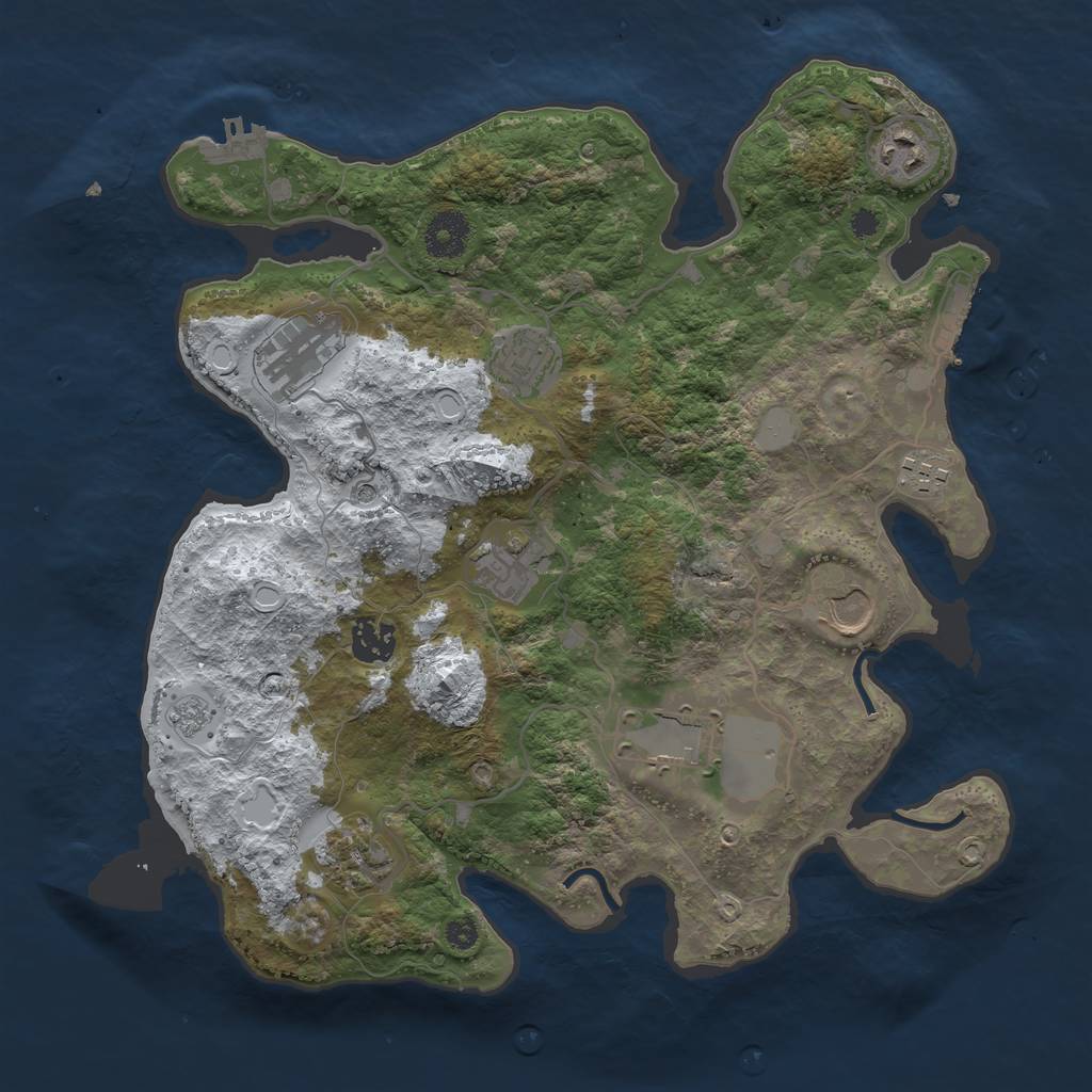 Rust Map: Procedural Map, Size: 3500, Seed: 5319660, 18 Monuments