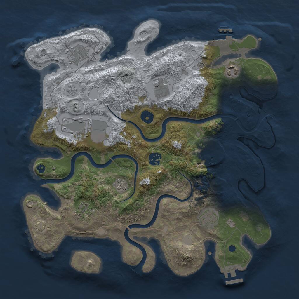 Rust Map: Procedural Map, Size: 3500, Seed: 2128421, 15 Monuments