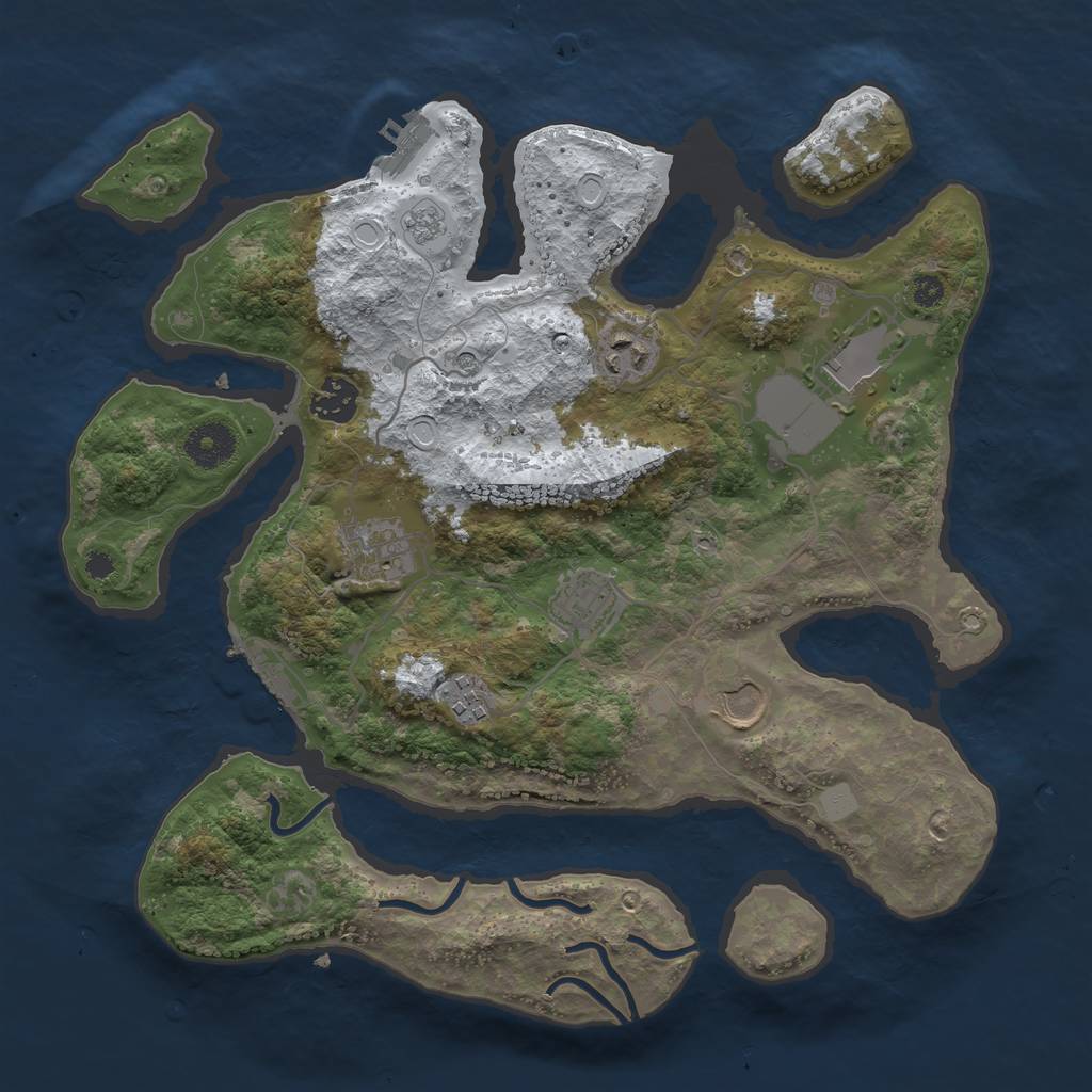 Rust Map: Procedural Map, Size: 3500, Seed: 3280575, 16 Monuments