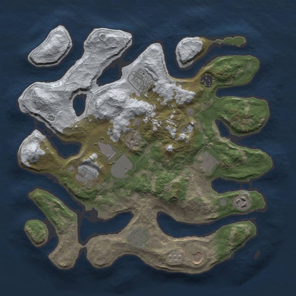 Rust Map: Barren, Size: 3500, Seed: 113675, 12 Monuments