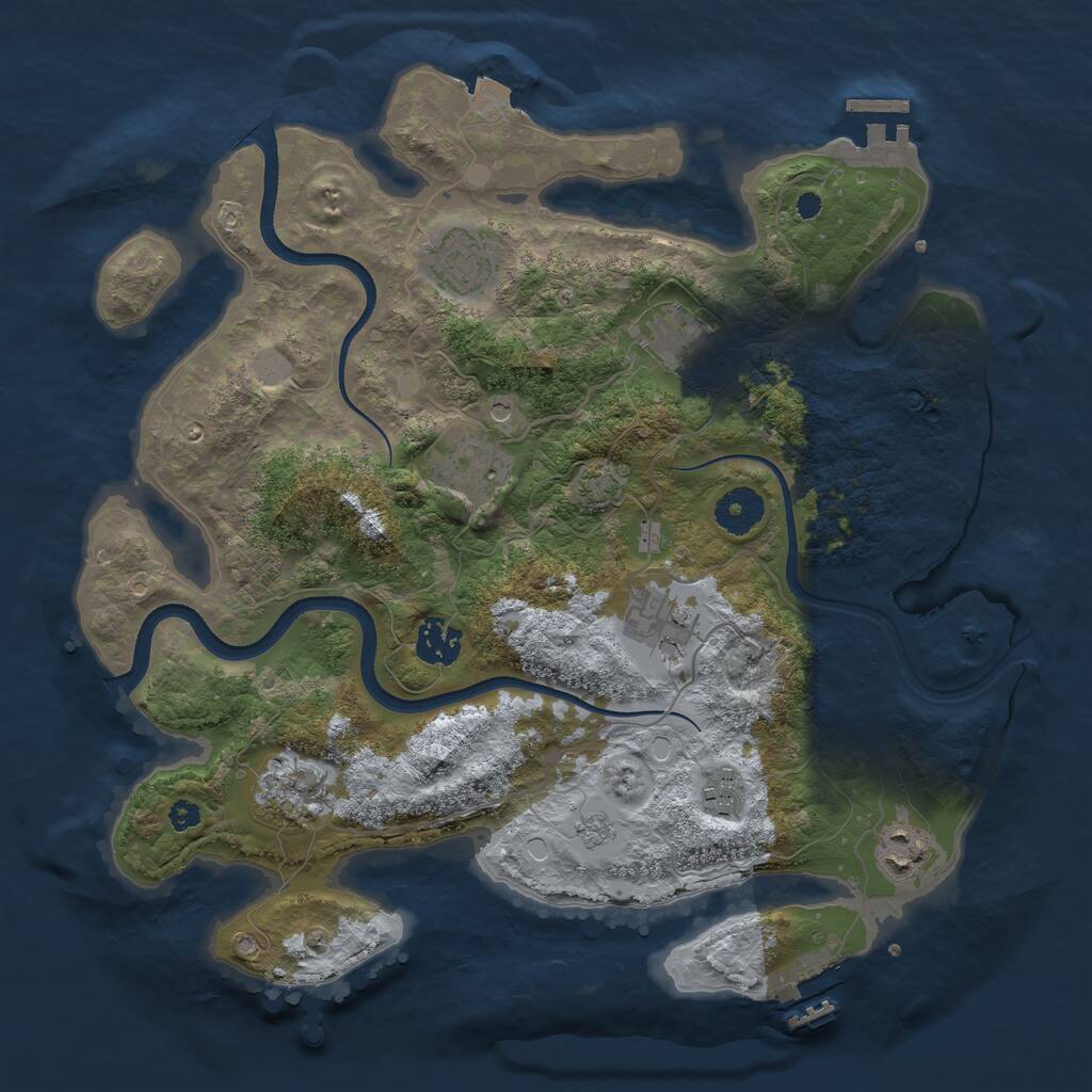 Rust Map: Procedural Map, Size: 3500, Seed: 6434297, 14 Monuments
