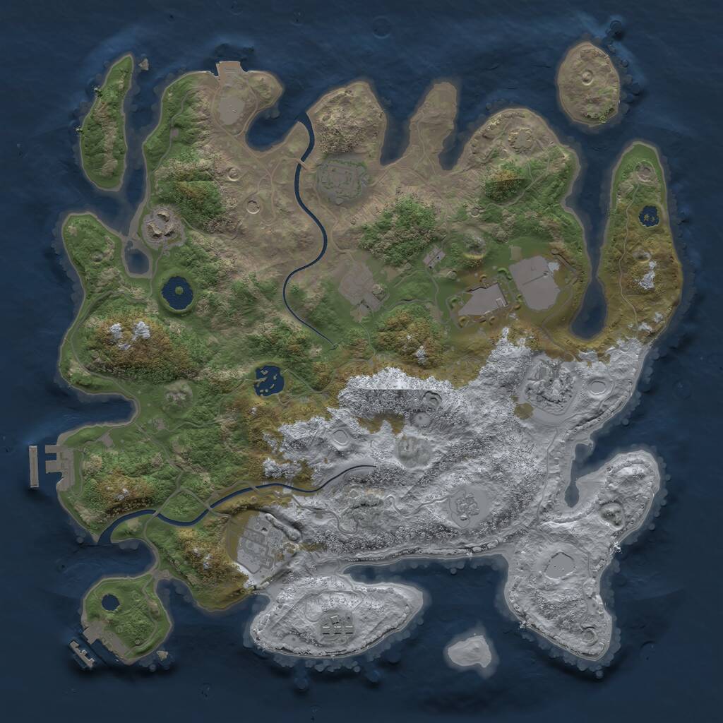 Rust Map: Procedural Map, Size: 3500, Seed: 4697175, 14 Monuments