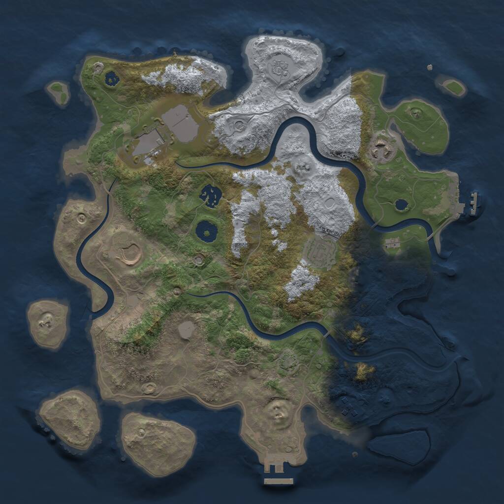 Rust Map: Procedural Map, Size: 3500, Seed: 2864164, 12 Monuments