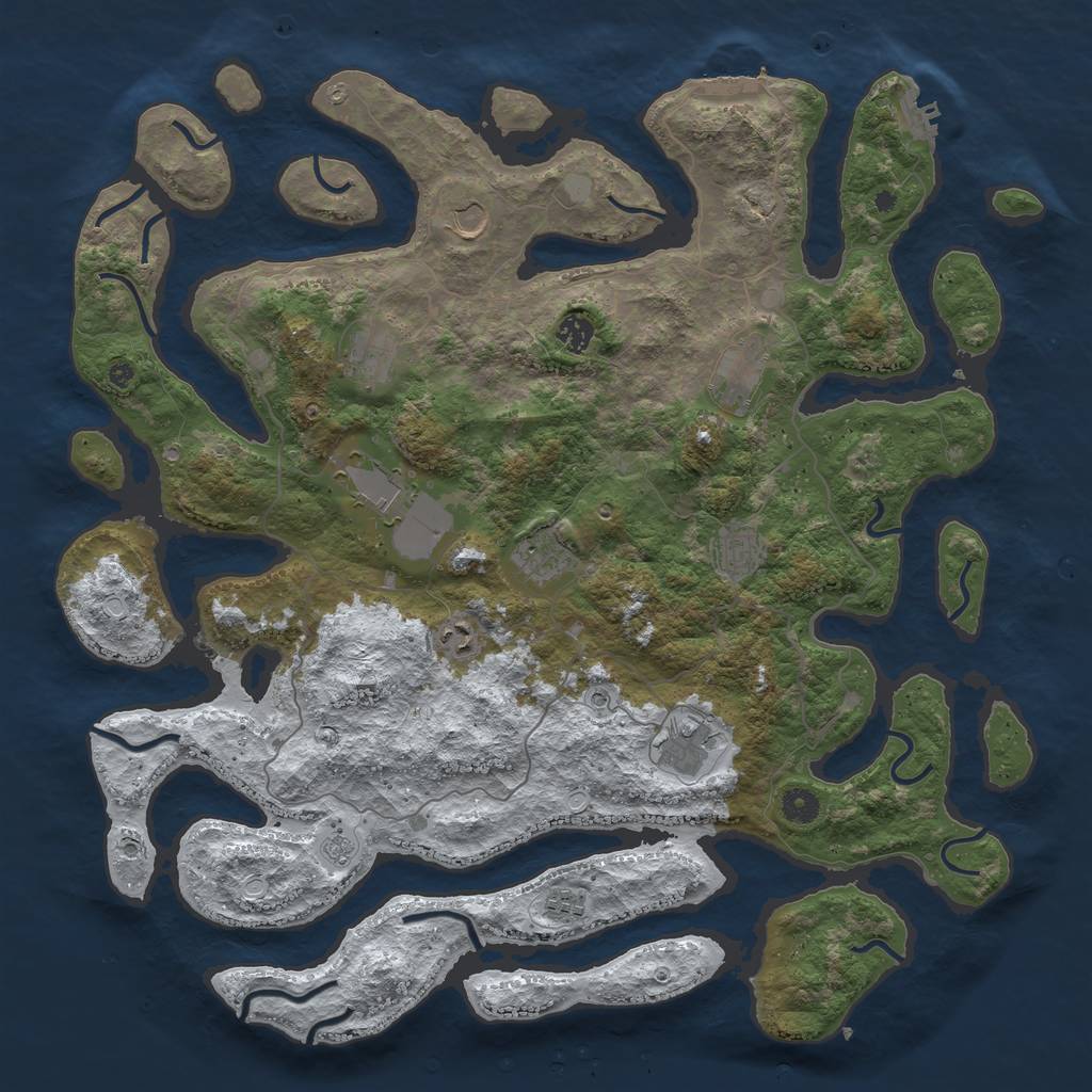 Rust Map: Procedural Map, Size: 4500, Seed: 912375183, 19 Monuments
