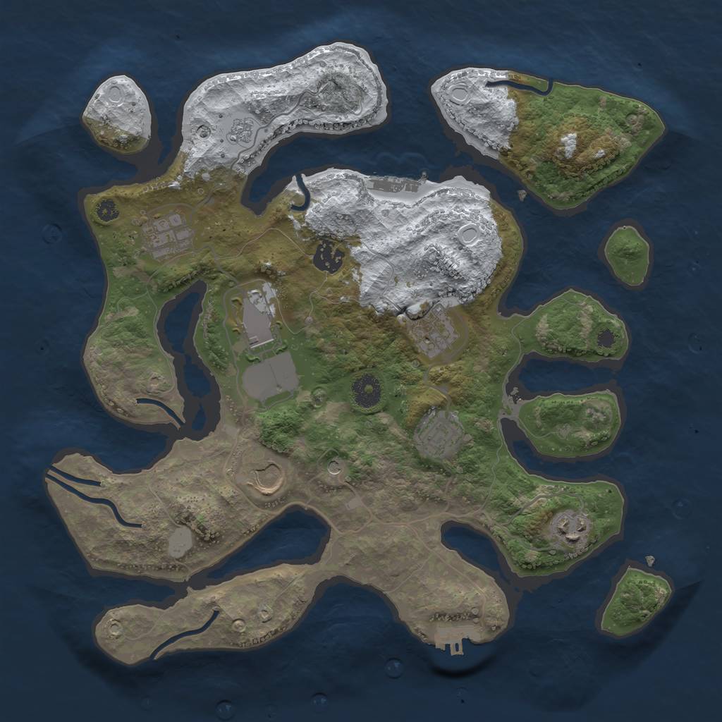 Rust Map: Procedural Map, Size: 3500, Seed: 2088486, 16 Monuments