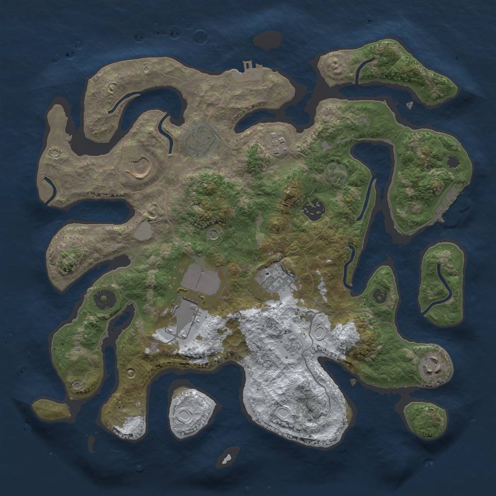 Rust Map: Procedural Map, Size: 3500, Seed: 5968160, 16 Monuments