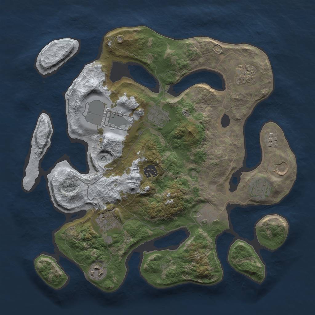Rust Map: Barren, Size: 3500, Seed: 2089554, 13 Monuments