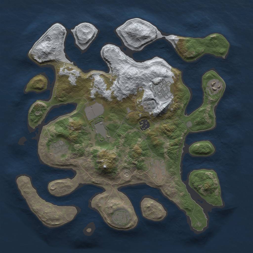 Rust Map: Barren, Size: 3500, Seed: 5799736, 11 Monuments