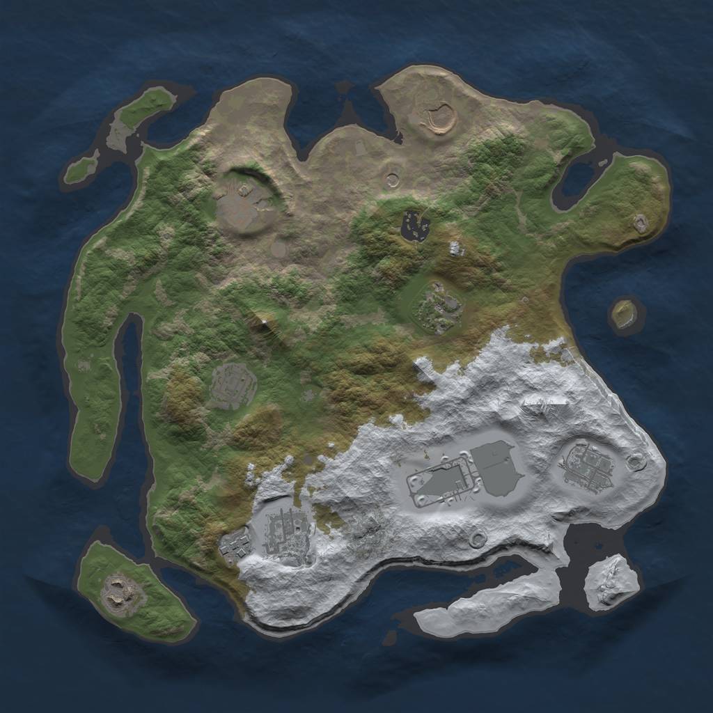 Rust Map: Barren, Size: 3500, Seed: 55621, 13 Monuments