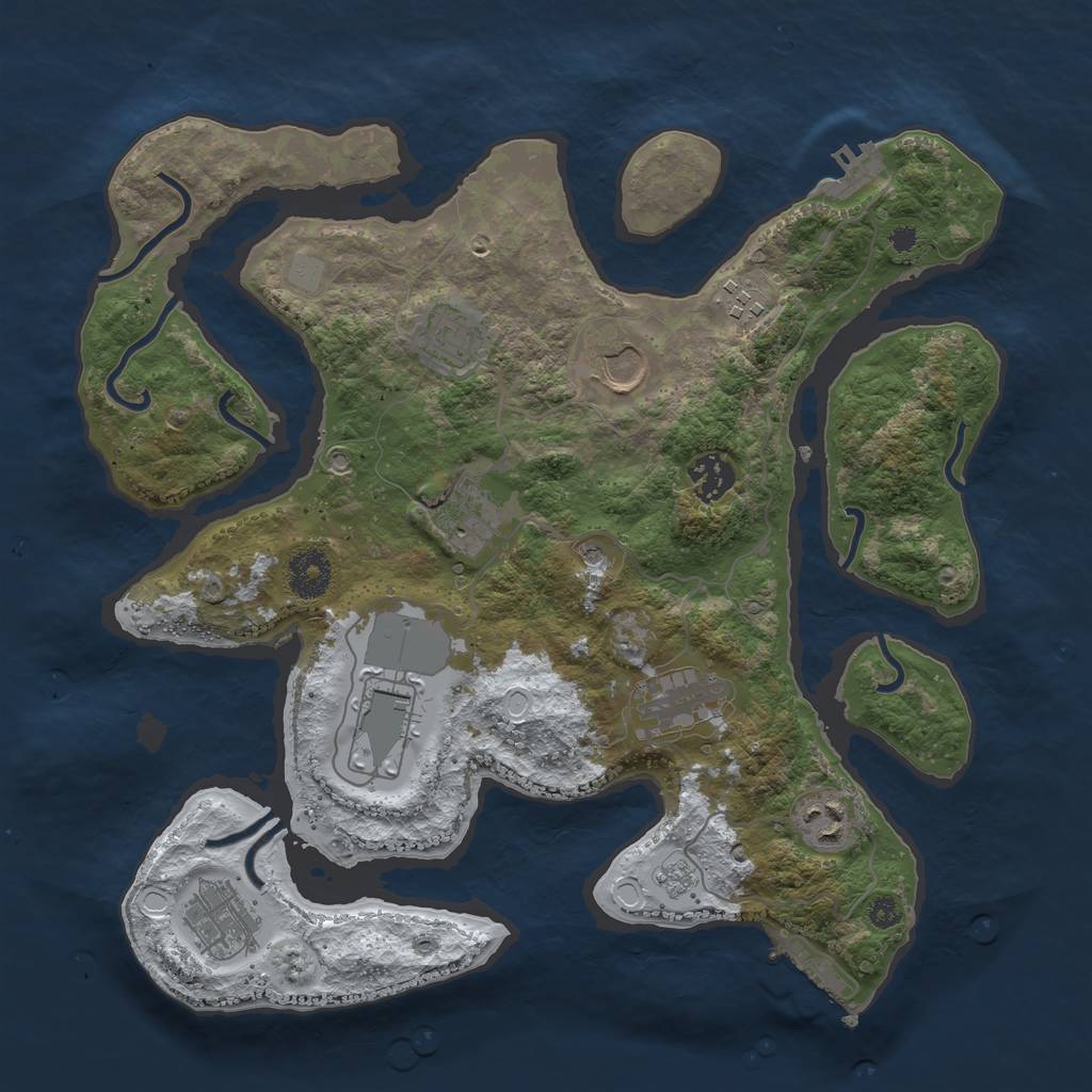 Rust Map: Procedural Map, Size: 3500, Seed: 2745355, 18 Monuments