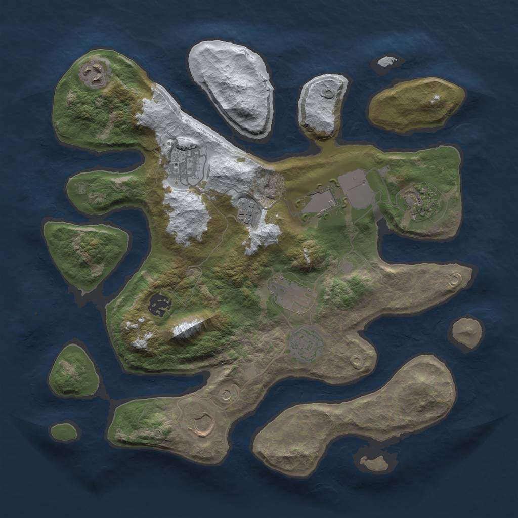 Rust Map: Barren, Size: 3500, Seed: 321901, 12 Monuments