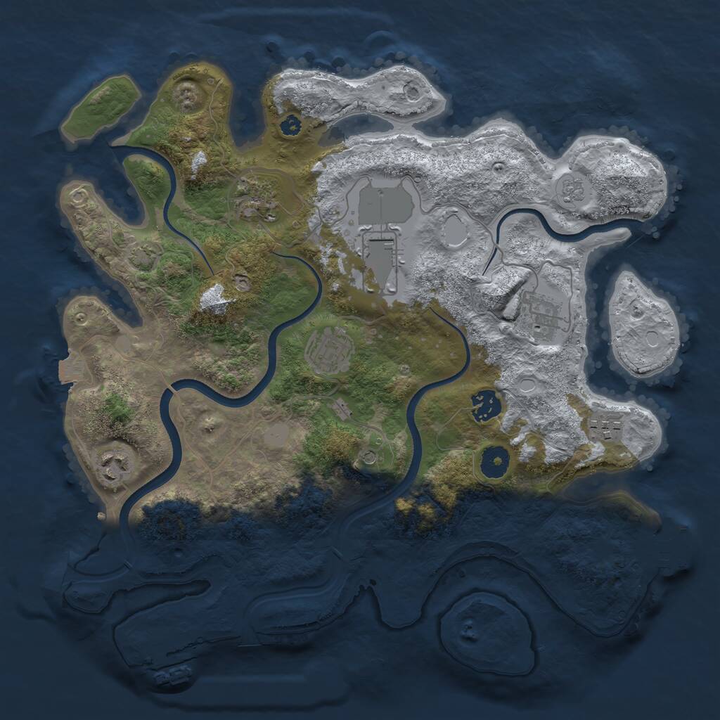 Rust Map: Procedural Map, Size: 3500, Seed: 5826035, 13 Monuments