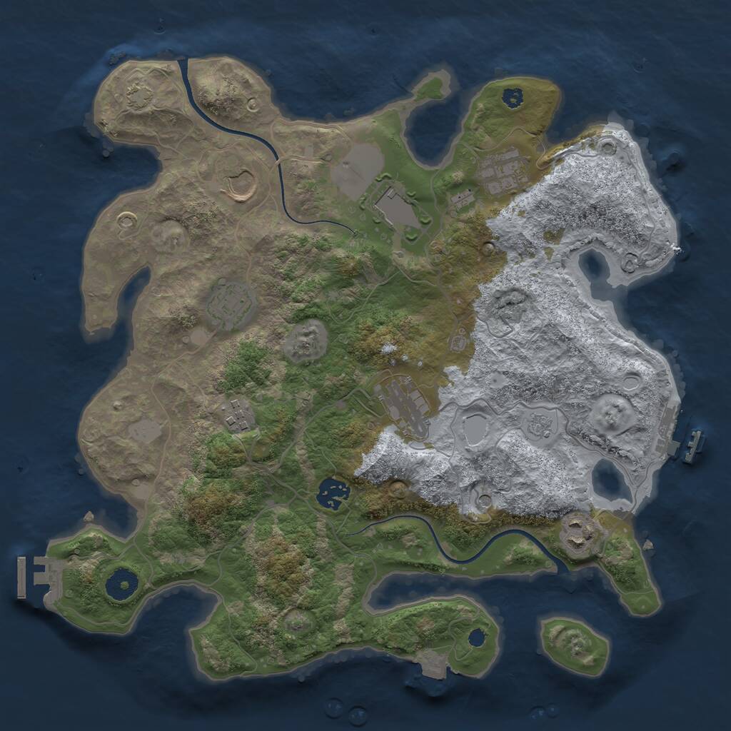 Rust Map: Procedural Map, Size: 3500, Seed: 4563658, 14 Monuments