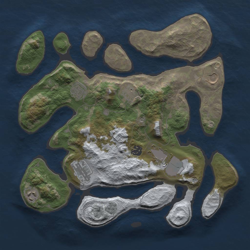 Rust Map: Barren, Size: 3500, Seed: 3517025, 11 Monuments