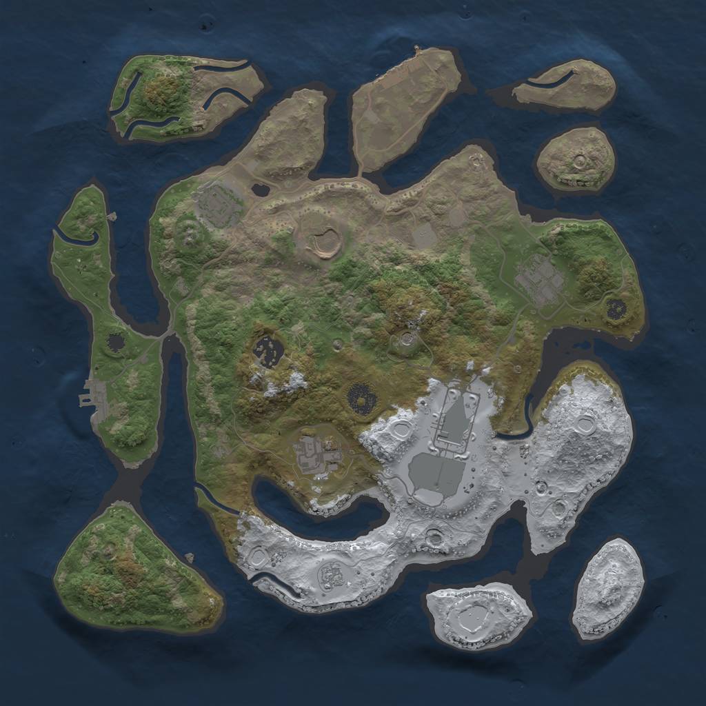 Rust Map: Procedural Map, Size: 3500, Seed: 556843, 15 Monuments
