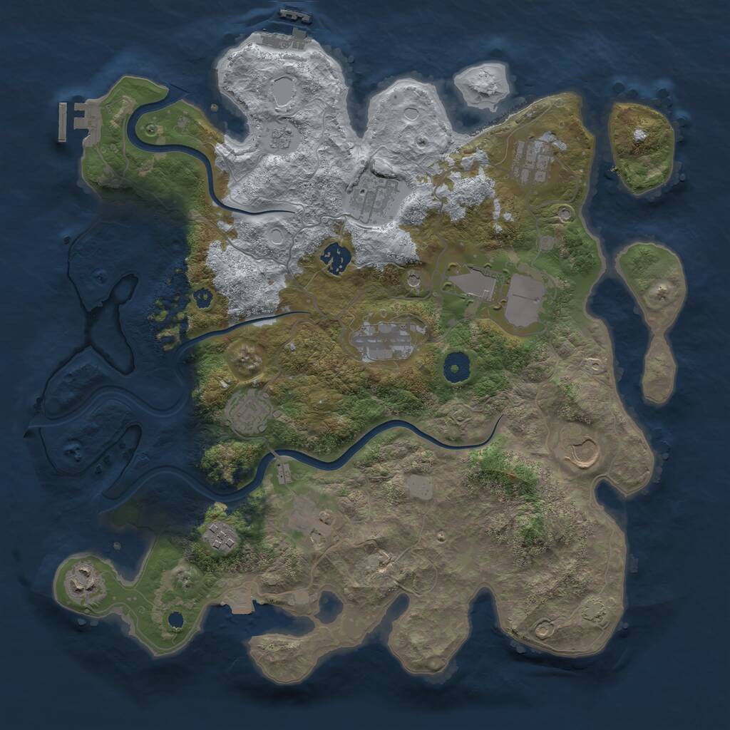 Rust Map: Procedural Map, Size: 3750, Seed: 351309648, 16 Monuments